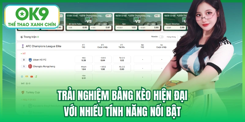 Trải nghiệm bảng kèo hiện đại với nhiều tính năng nổi bật